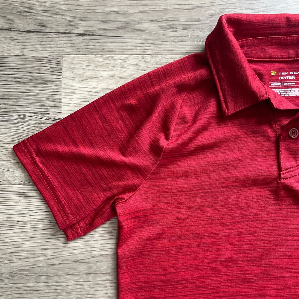 3/$30 | Tek Gear Dry Tek | Red Heather Performance Polo for Boys | M (10-12) - Picture 2 of 8
